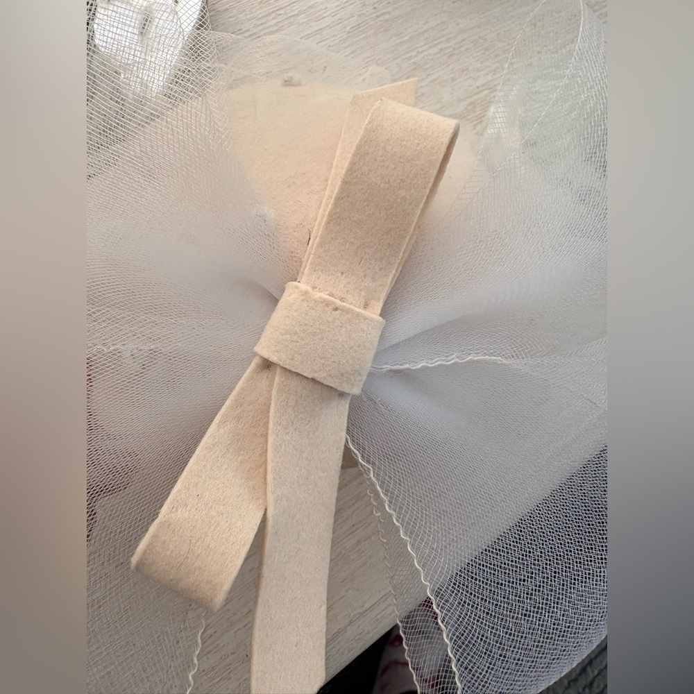 VTG Betmar Ivory Wool Fascinator Mesh Veil Hat - Picture 8 of 14